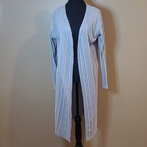 RIPE Light Grey Duster/Long Open Cardigan, Lightweight, Made in Canada, Medium